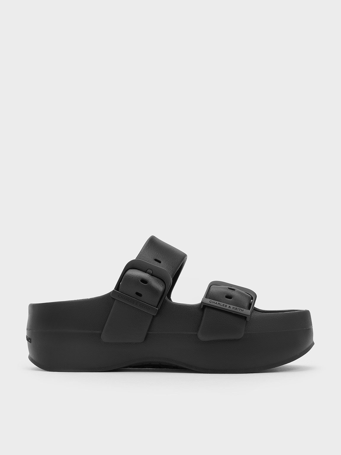 Shop Charles & Keith - Bunsy Double-strap Sports Sandals In Black