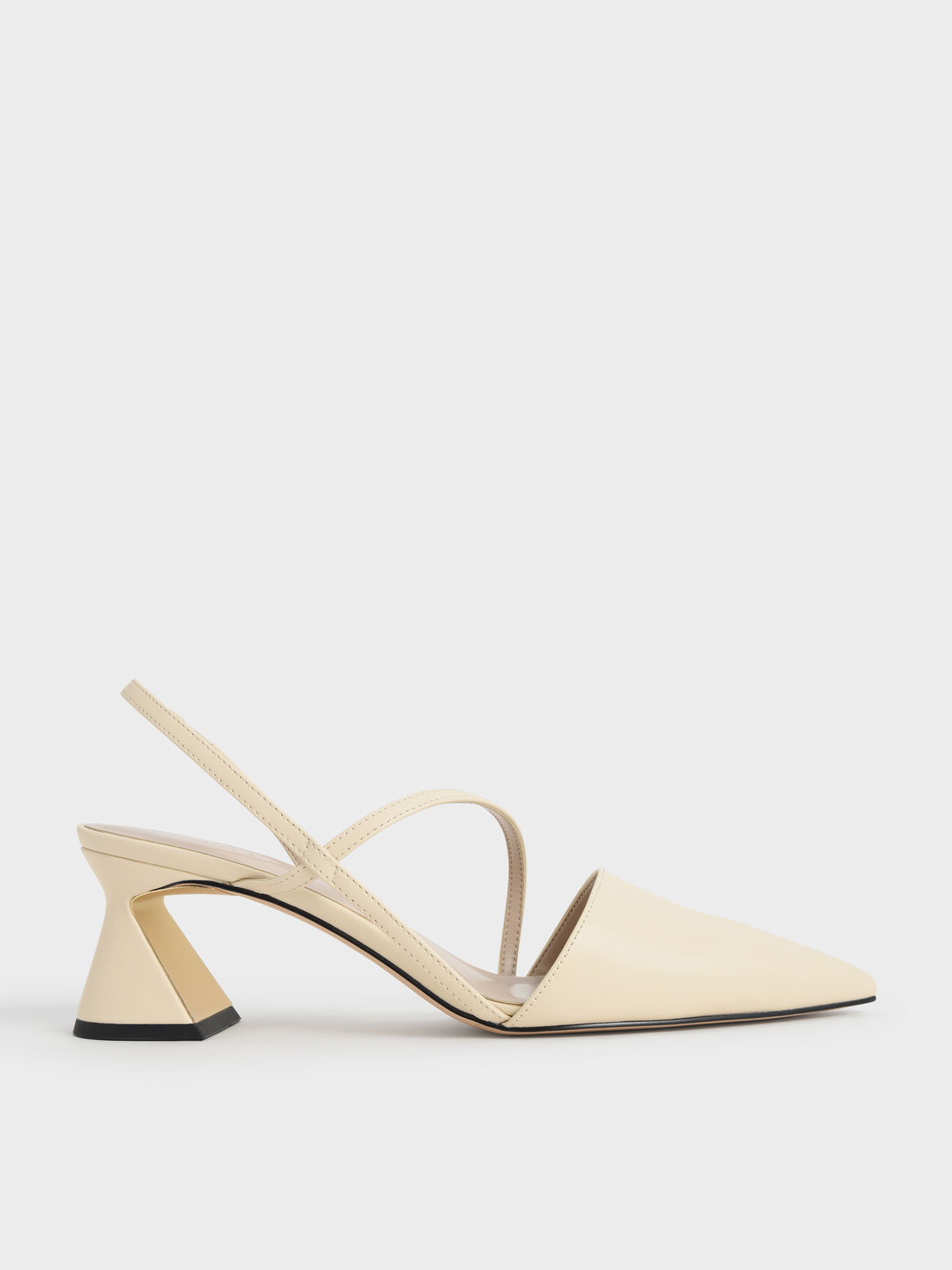 

Asymmetric Strap Geometric Heel Pumps