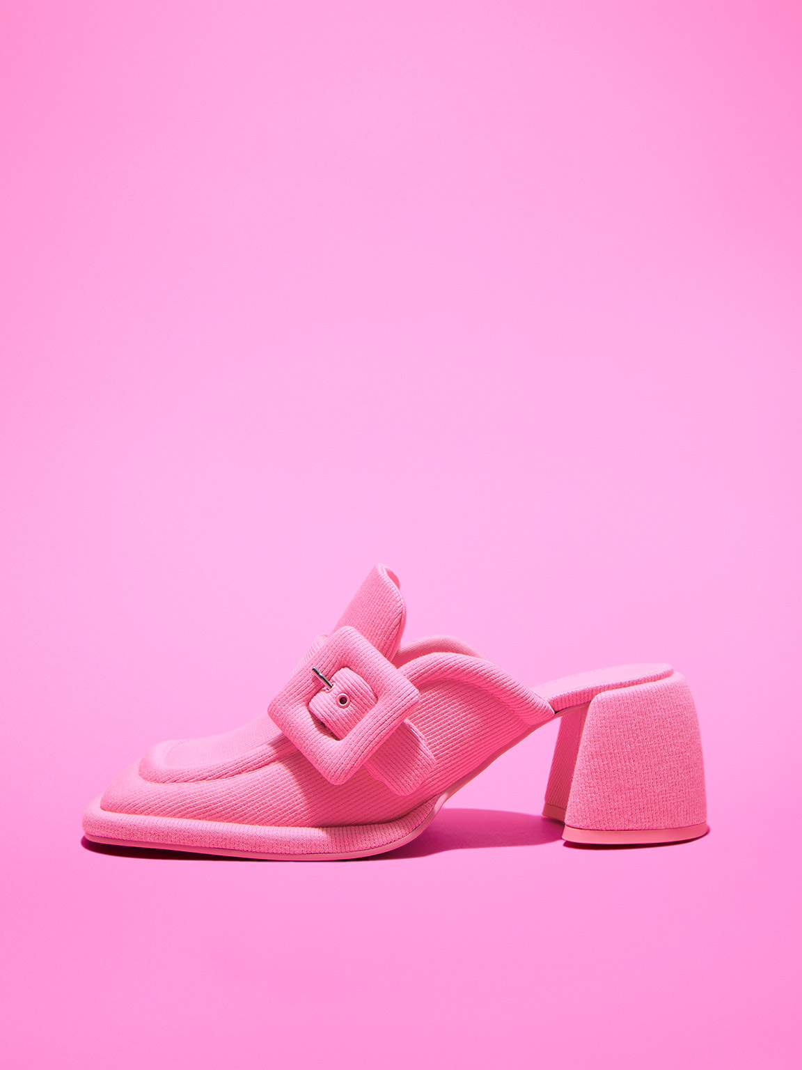 Charles & Keith Woven Buckled Loafer Mules In Pink