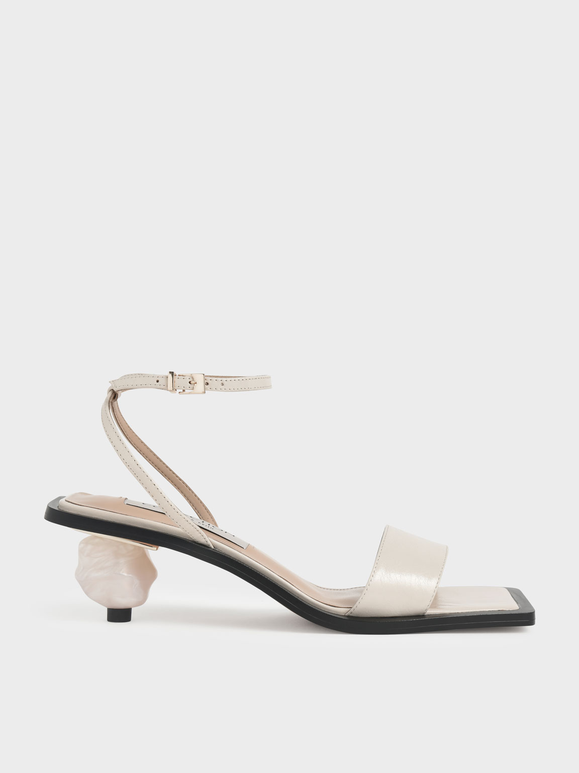 

Sculptural Heel Sandals (Kid Leather), Beige