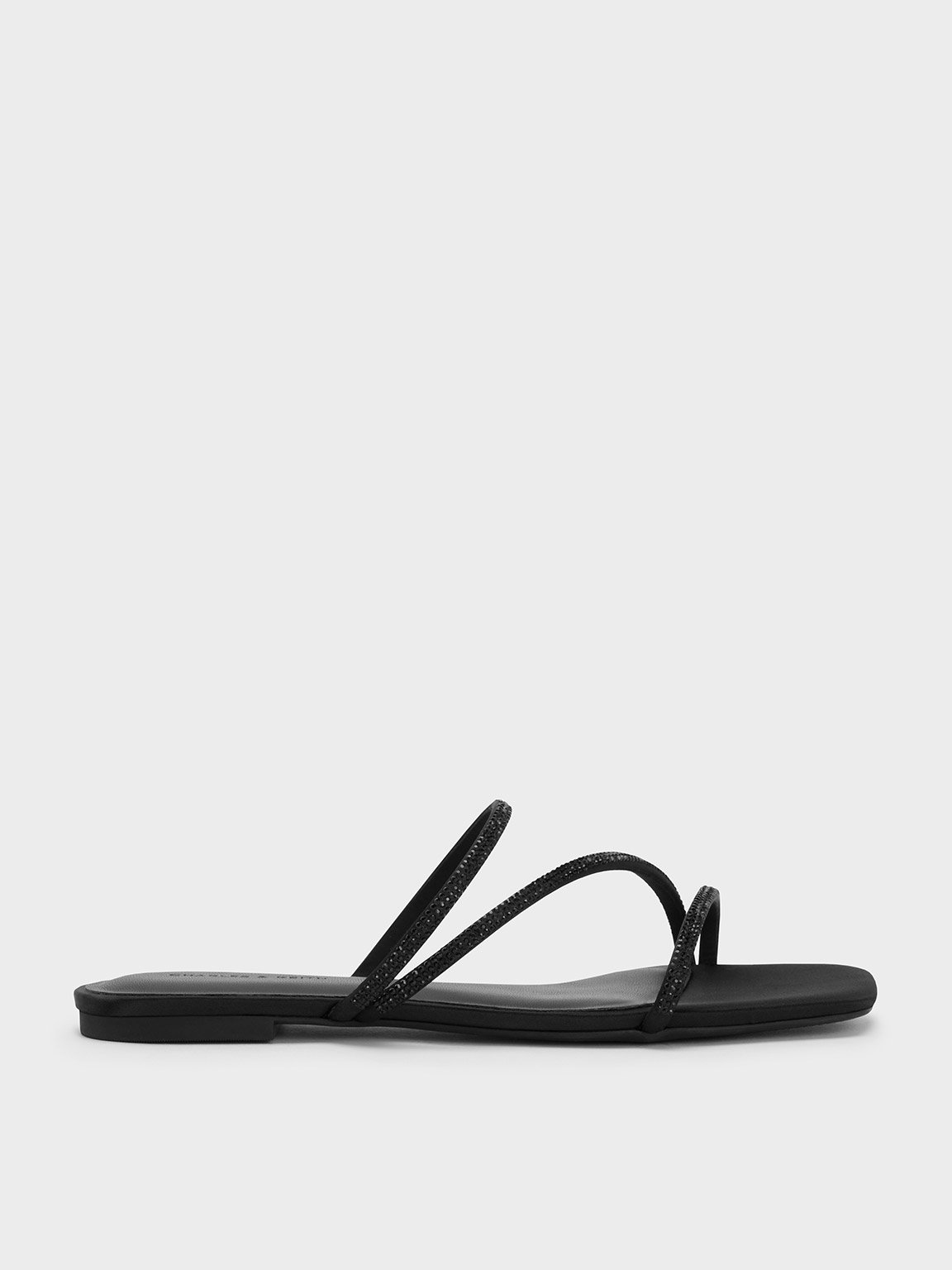 Charles & Keith - Satin Crystal-Embellished Strappy Sandals