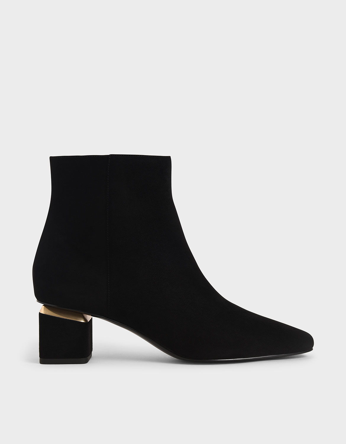 

Textured Block Heel Ankle Boots, Black textured