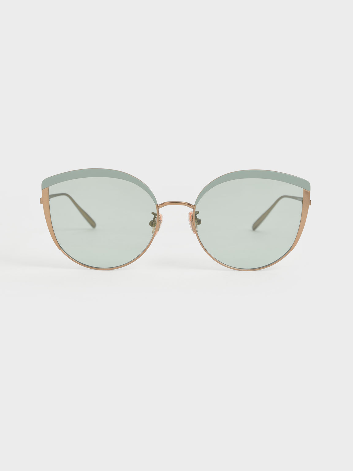 

Thin Metal Frame Cat-Eye Sunglasses, Green