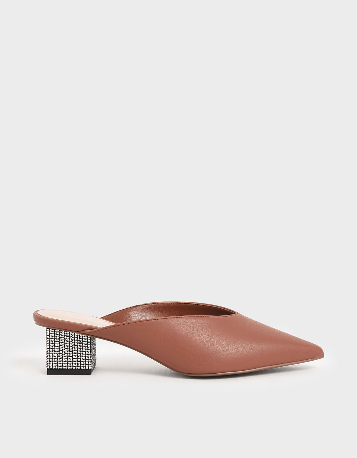 

Embellished Block Heel Mules, Brick