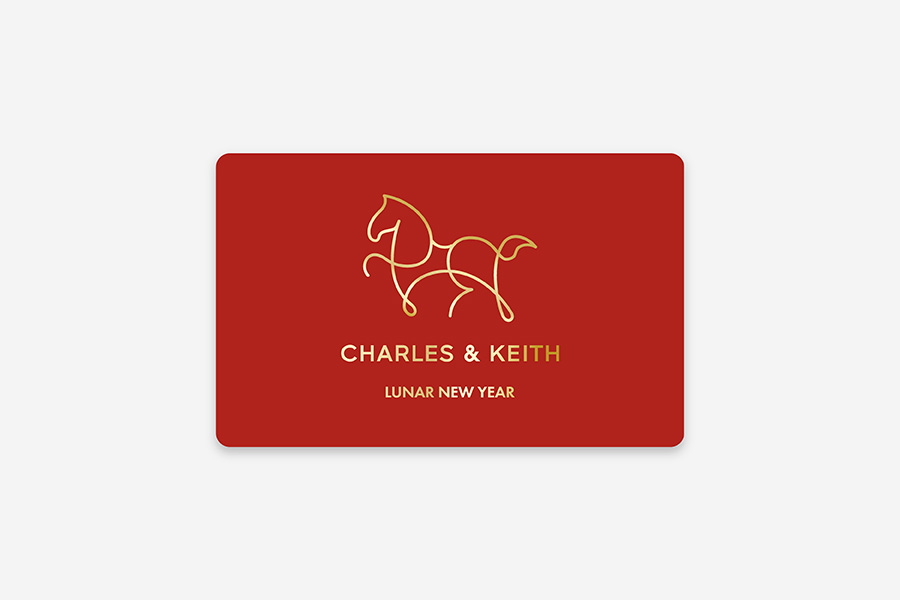 Lunar New Year Gift Card - Horse Line Art, Animal Print Red, giftLanding