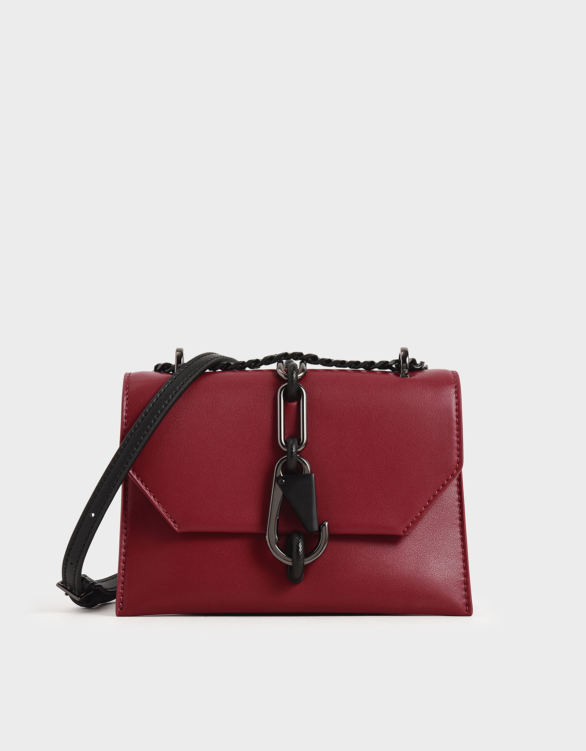

Metallic Accent Crossbody Bag, Red