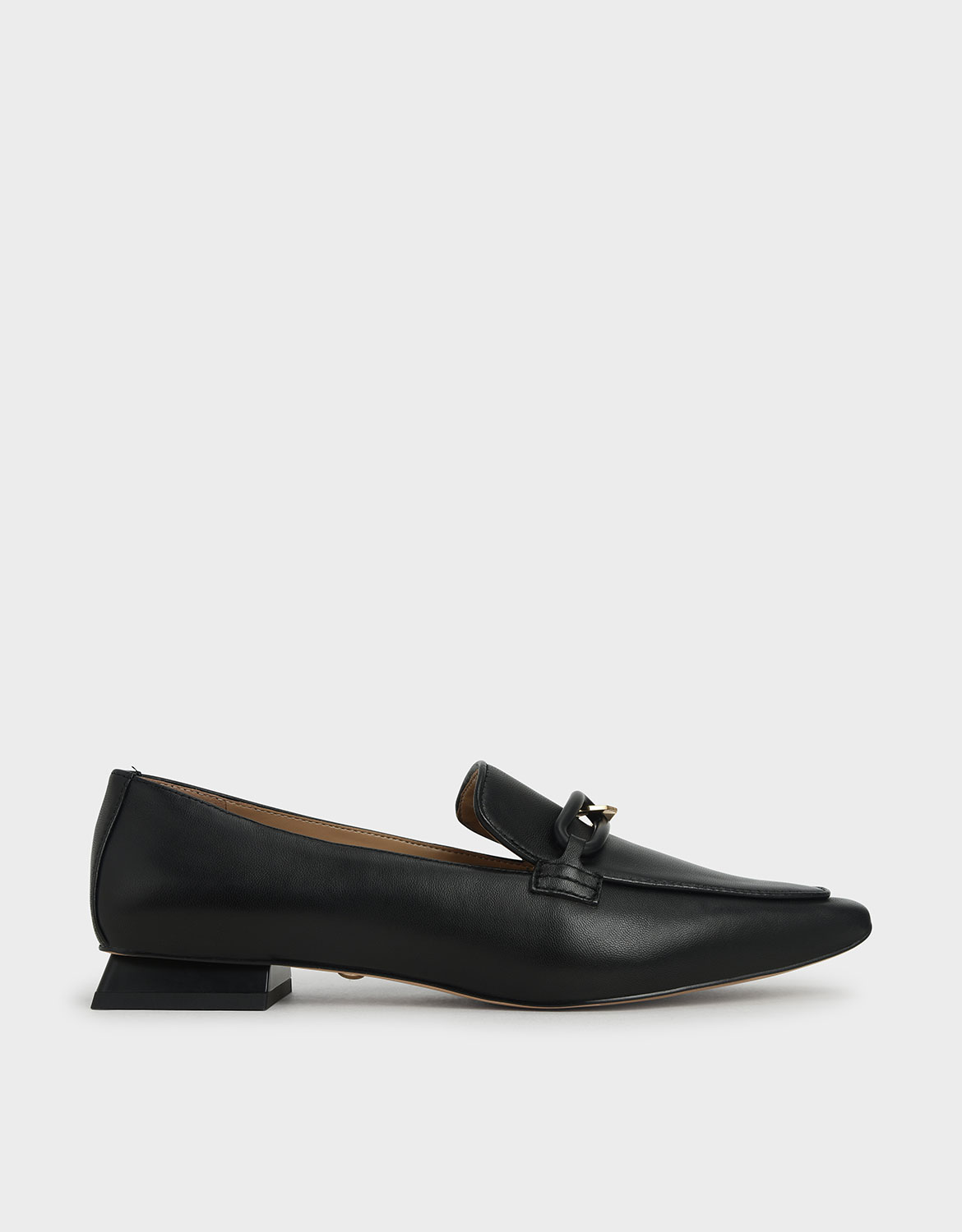 

Embellished Leather Loafers, Black