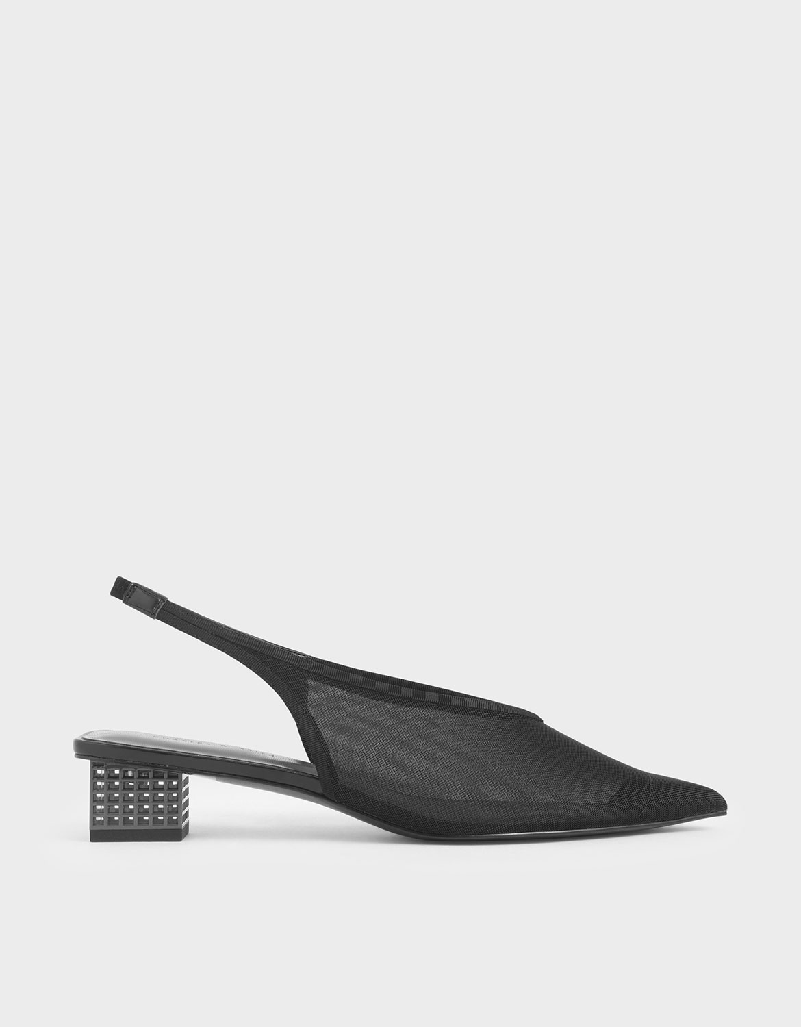 

Mesh Slingback Heels, Black