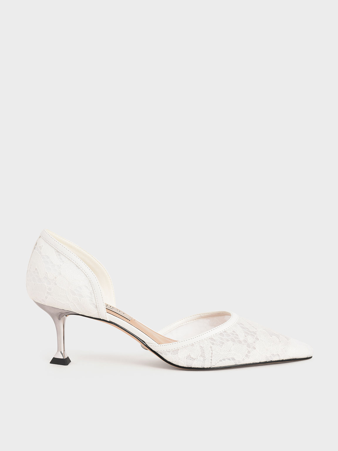 

Wedding Collection: Lace & Mesh D'Orsay Pumps, White
