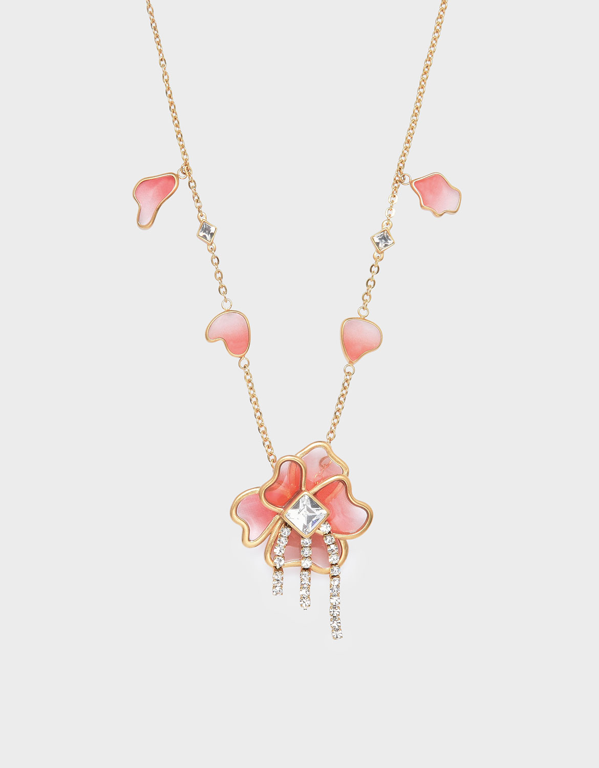 

Crystal & Acrylic Petal Necklace, Pink