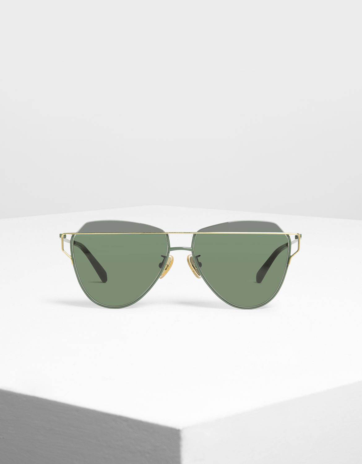 

Wire Frame Aviator Sunglasses, Olive