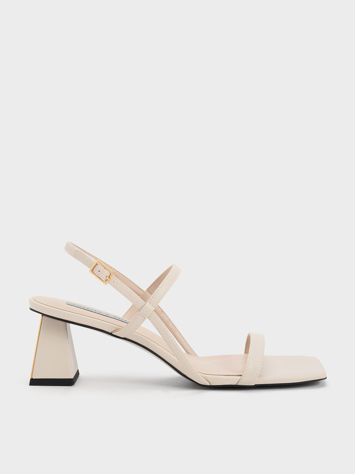 Chalk Square-Toe Strappy Sandals - CHARLES & KEITH UK