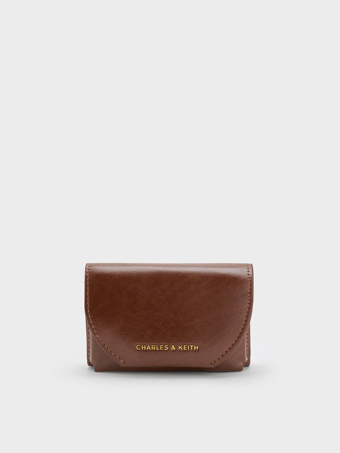 Charles & Keith - Enola Front Flap Wallet In Dark Brown