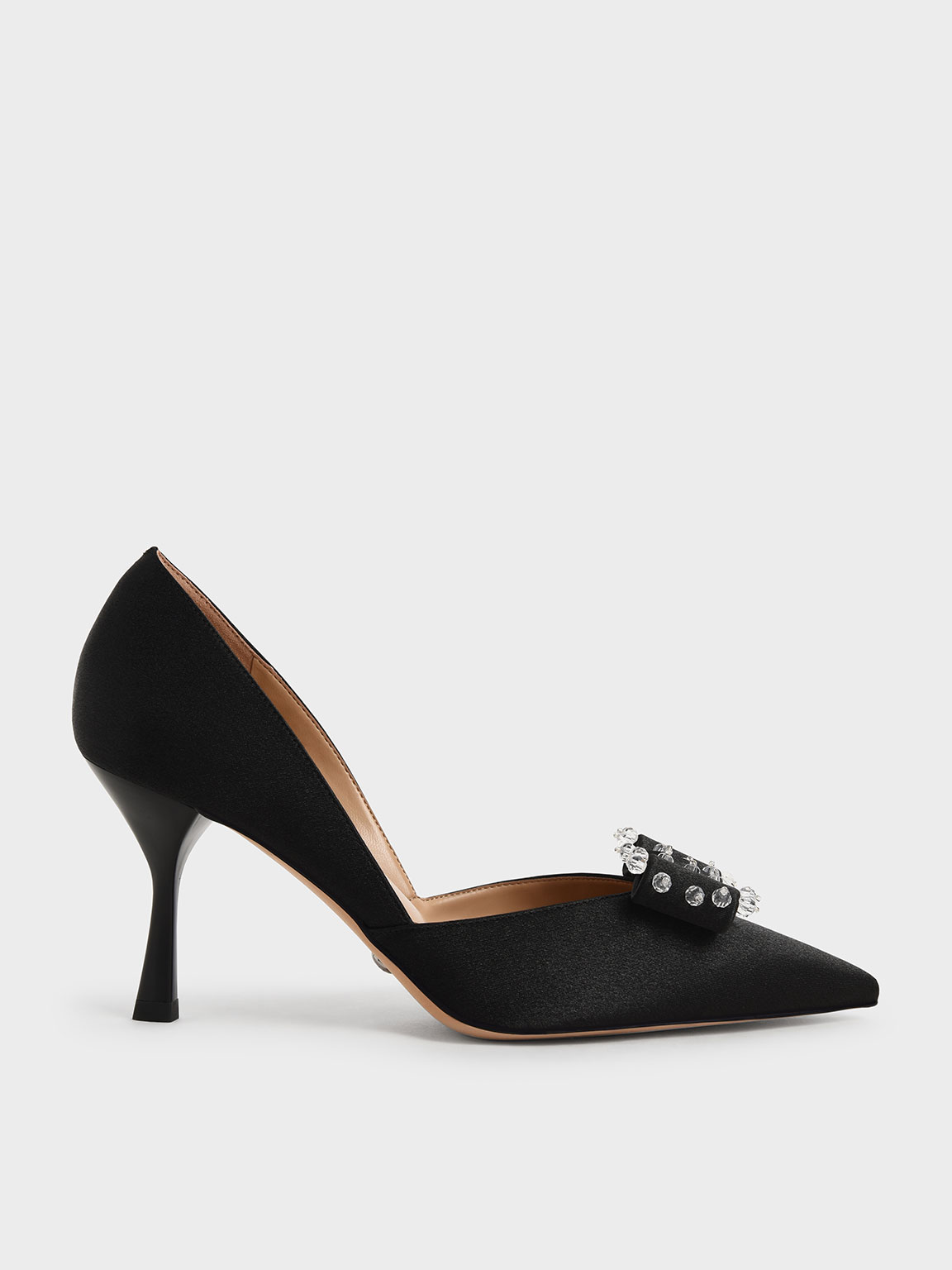 

Satin Bead-Embellished D'Orsay Pumps