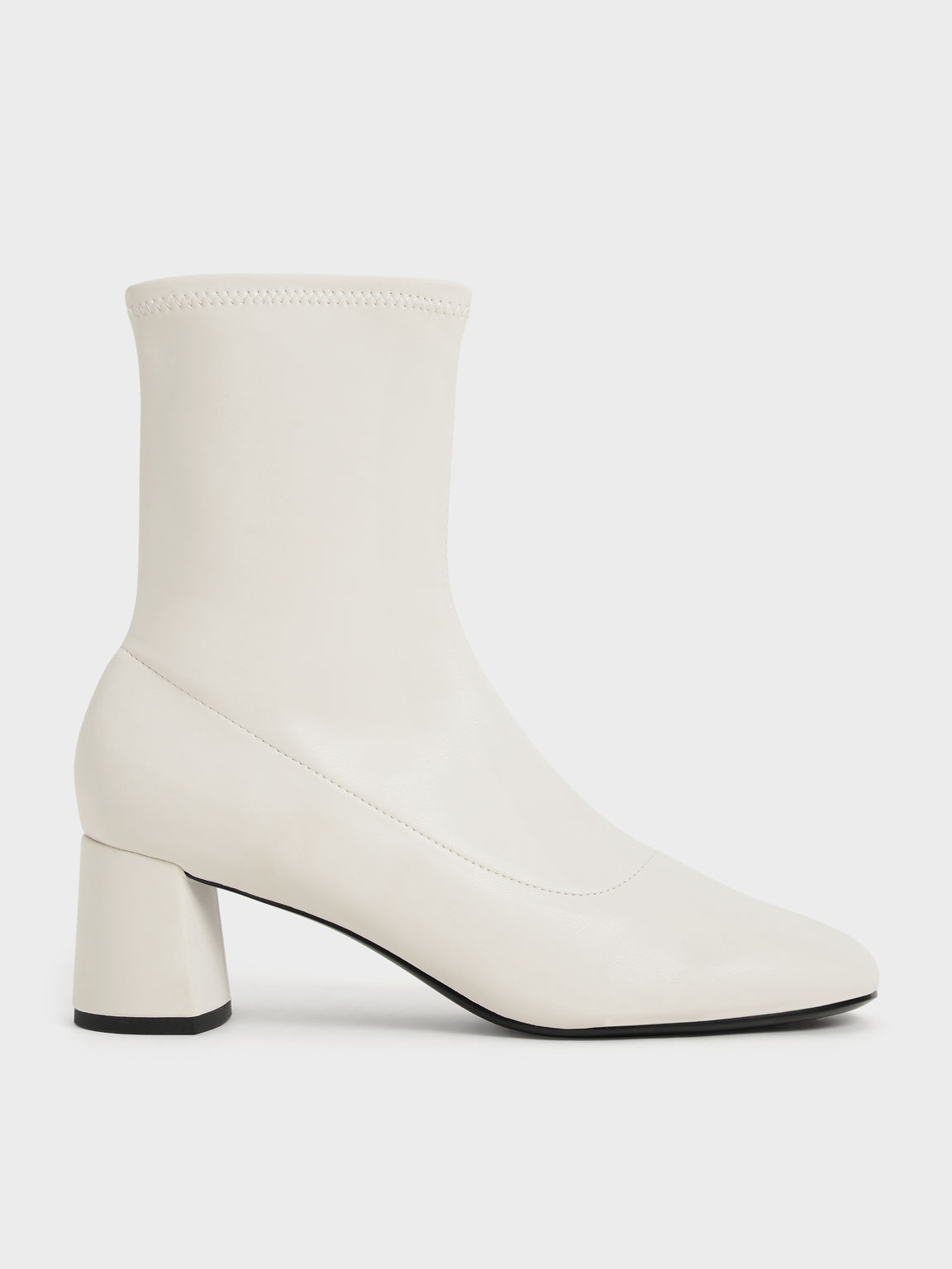 

Stitch-Trim Ankle Boots, Chalk