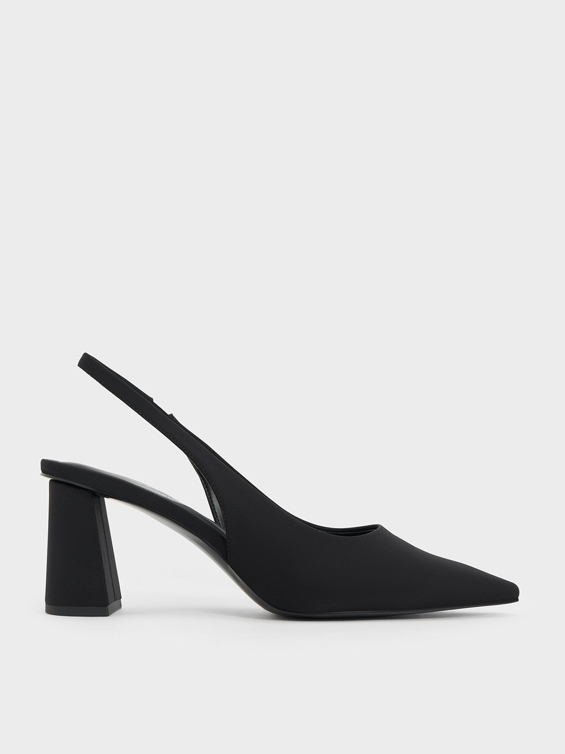 Charles & Keith - Teagan Elastane Trapeze Heel Slingback Pumps In Black