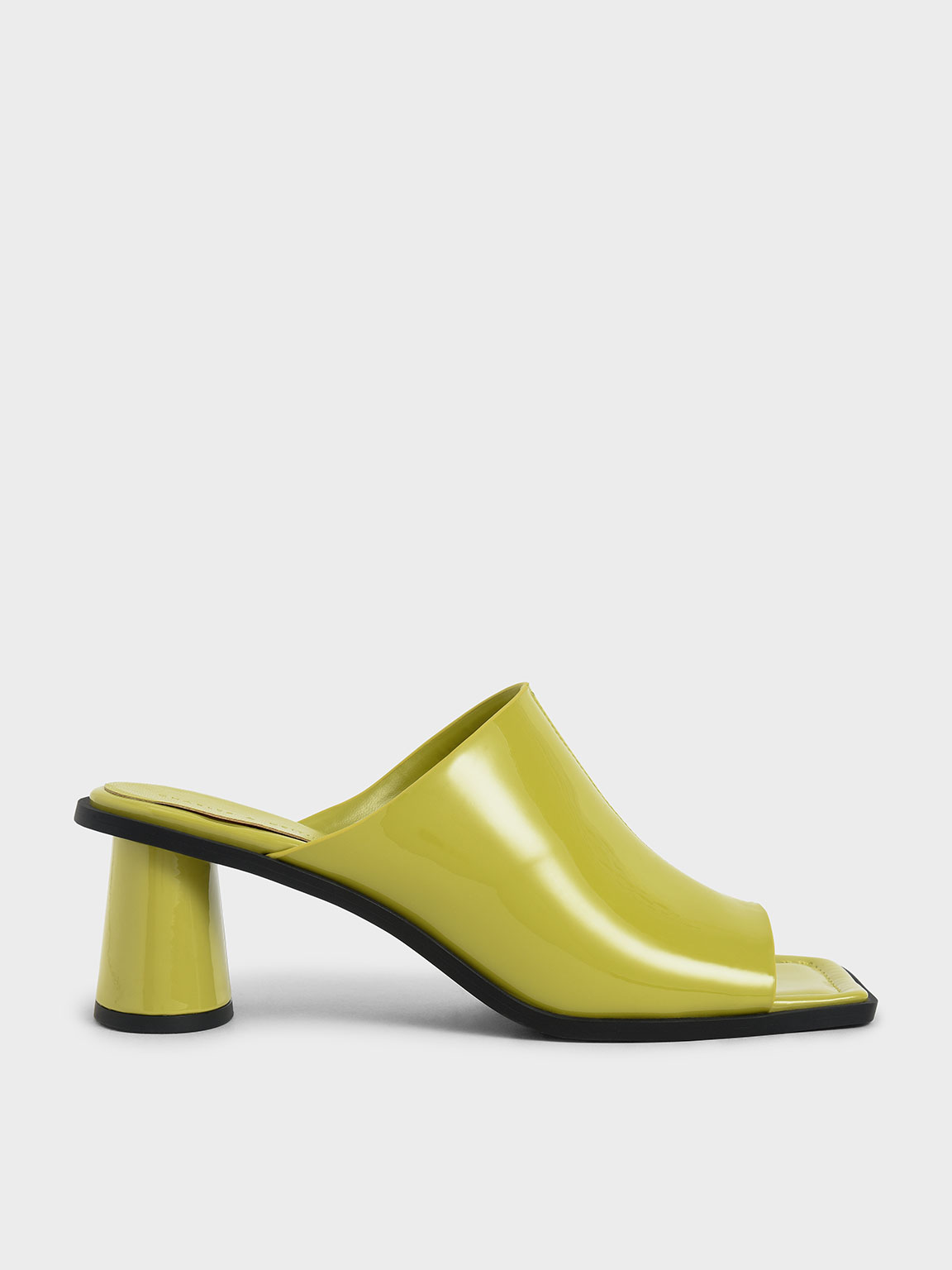 

Peep Toe Patent Mules, Moss