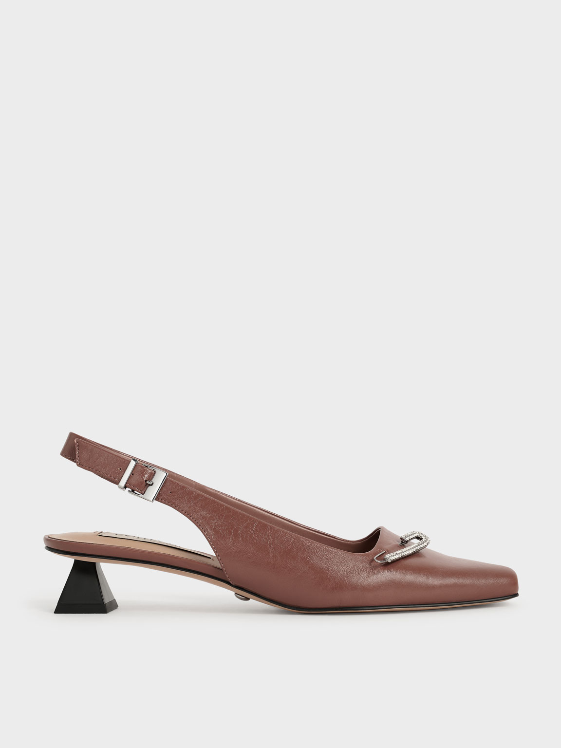 

Gem-Embellished Leather Slingback Court Shoes