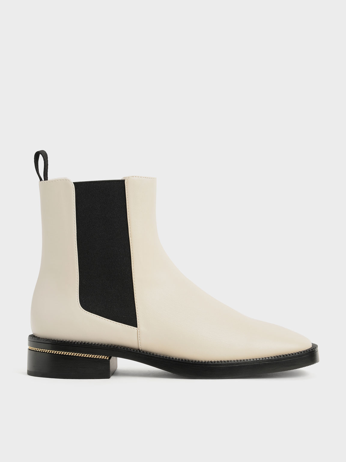 

Chain-Trim Heel Chelsea Boots, Chalk