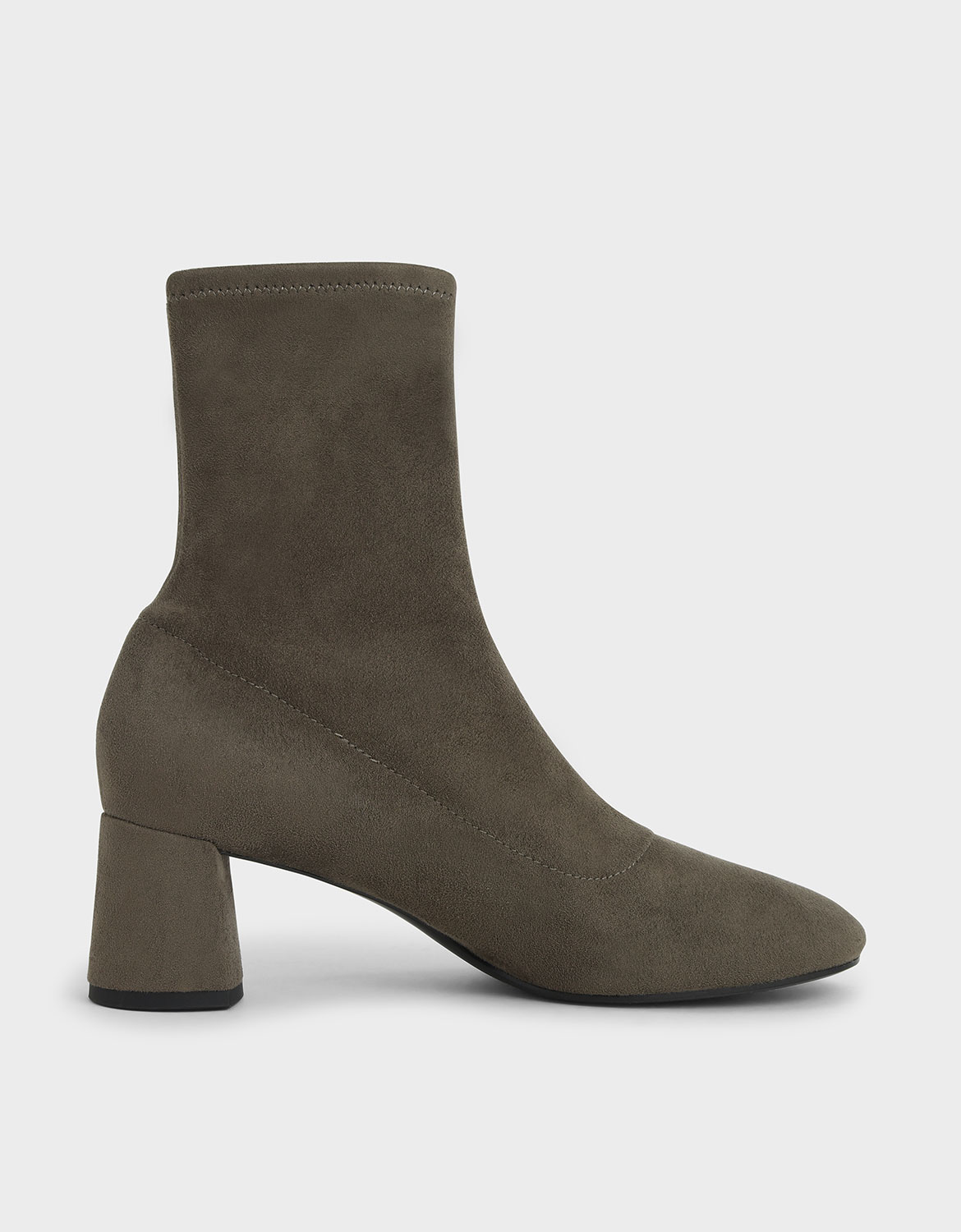 

Textured Sculptural Heel Ankle Boots, Military green