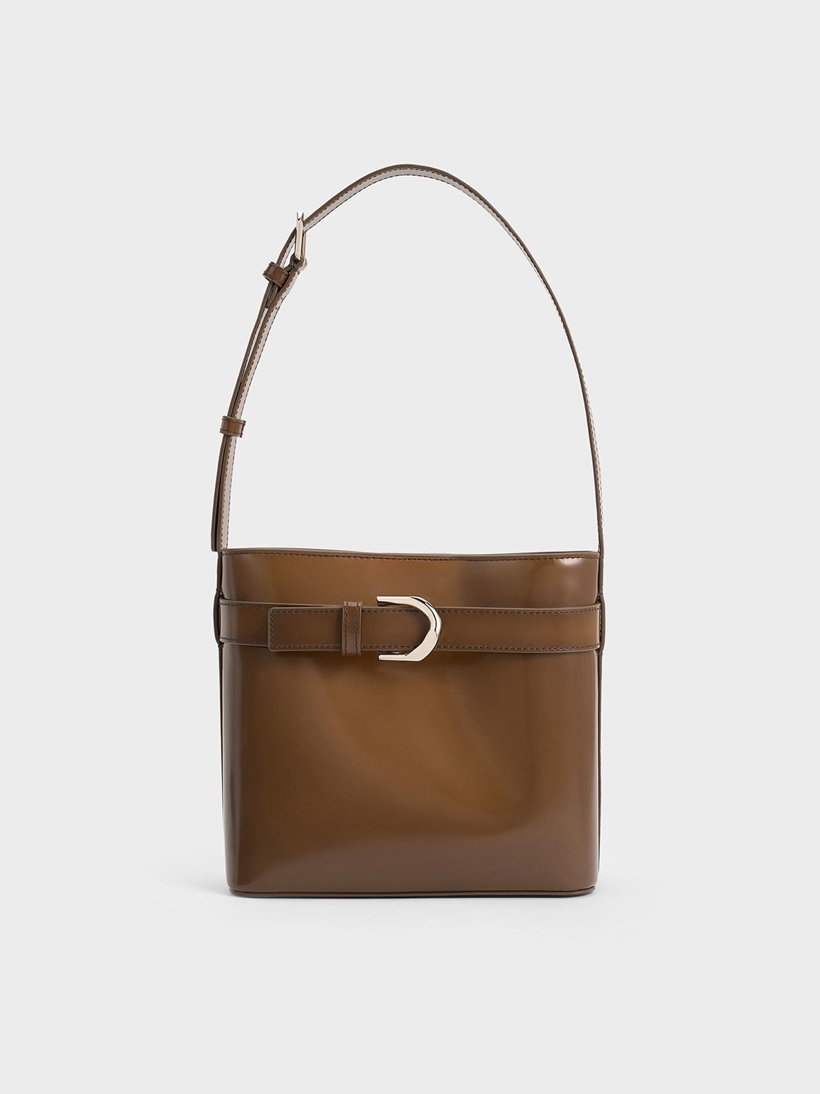 Charles & Keith - Gabine Leather Belted Bucket Bag