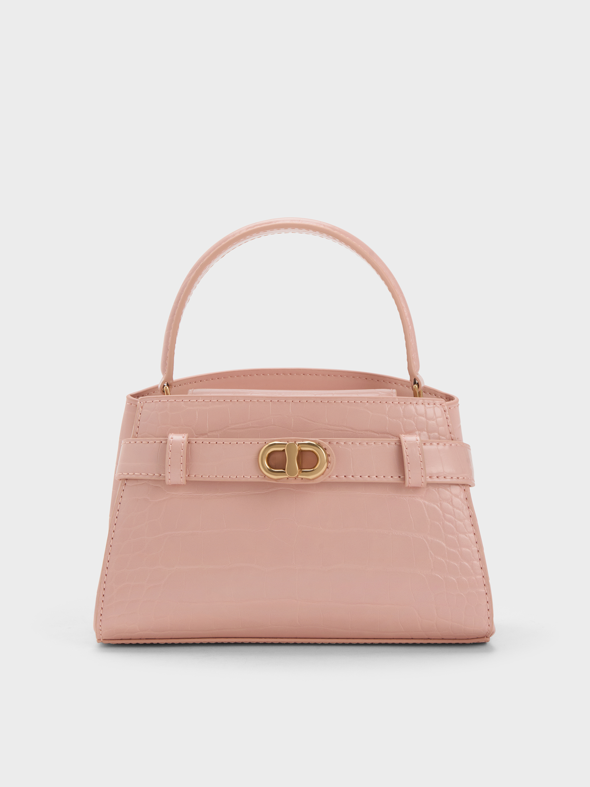 Charles & Keith - Aubrielle Croc-Effect Belted Top Handle Bag