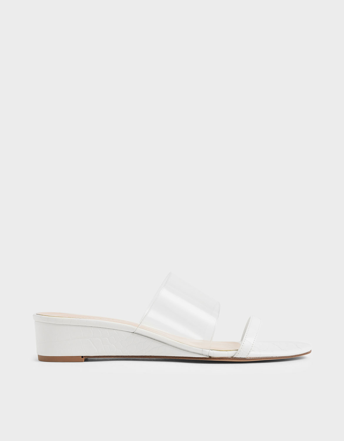 

Croc-Effect Low Wedges, White