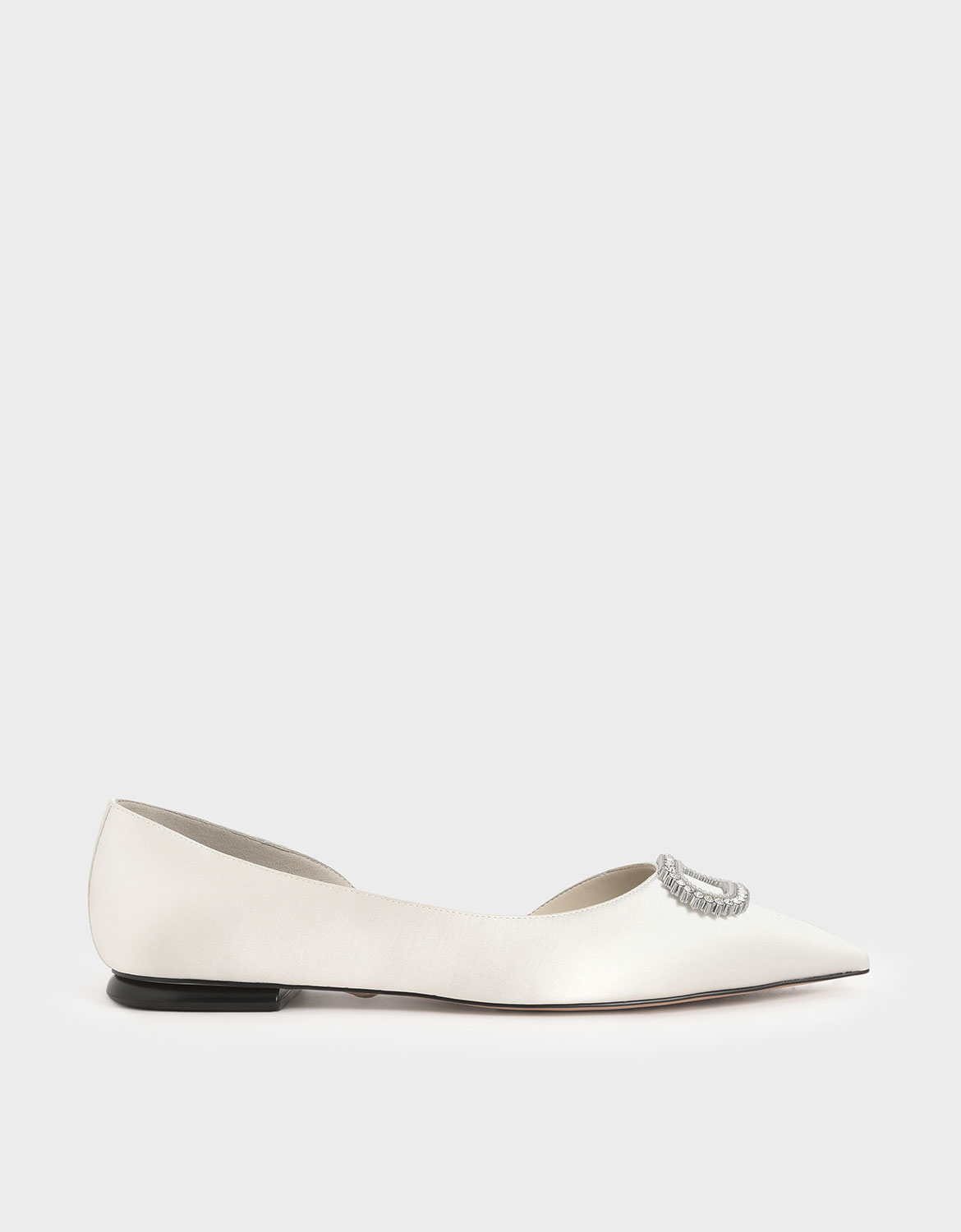 

Wedding Collection: Embellished Satin Ballerina Flats, White