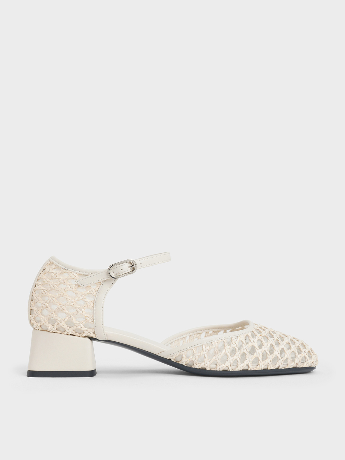 Charles & Keith - Woven D'Orsay Ankle-Strap Pumps
