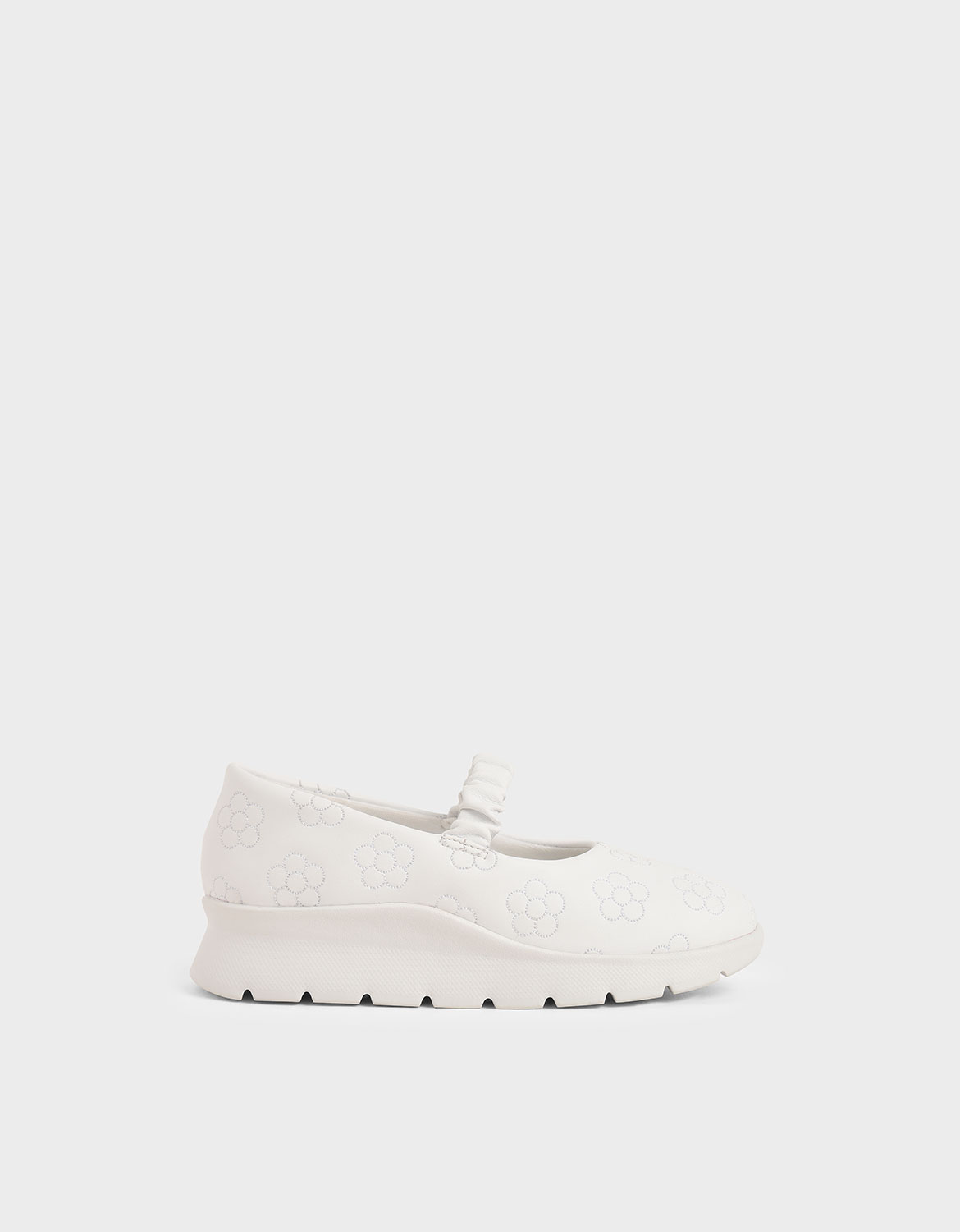 

Girls' Printed Ruched Strap Slip-On Sneakers, White