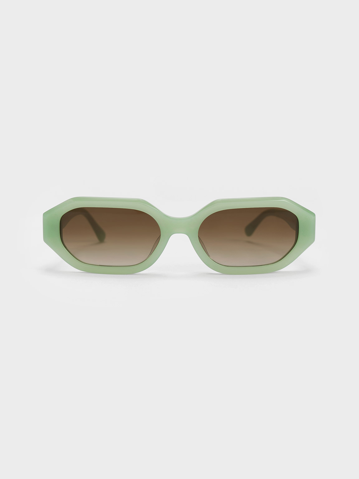 Charles & Keith Gabine Recycled Acetate Oval Sunglasses In Mint Green