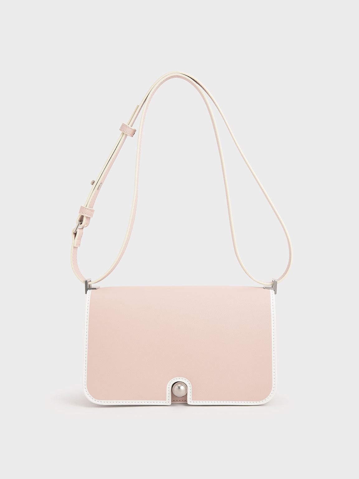 

Metallic Push-Lock Shoulder Bag, Light pink