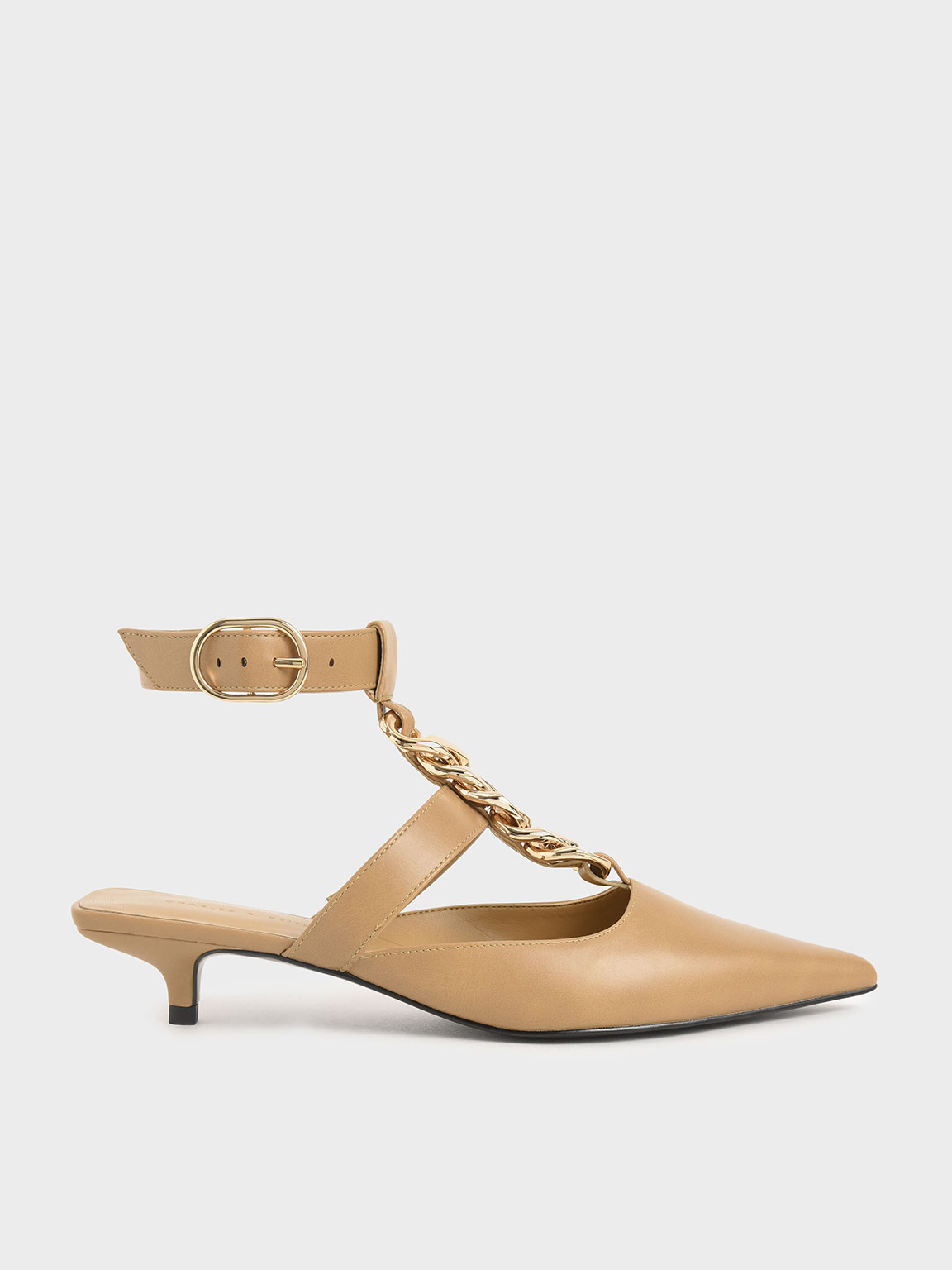 

Chain Link Ankle Strap Court Shoes, Camel