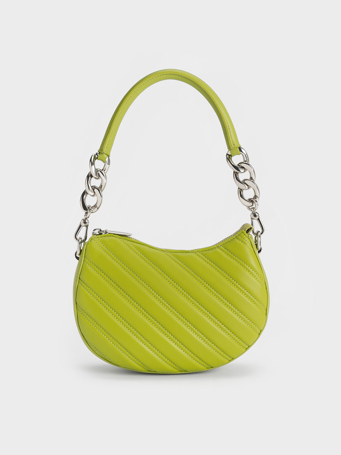 Charles & Keith Freja Curved Panelled Bag In Lime