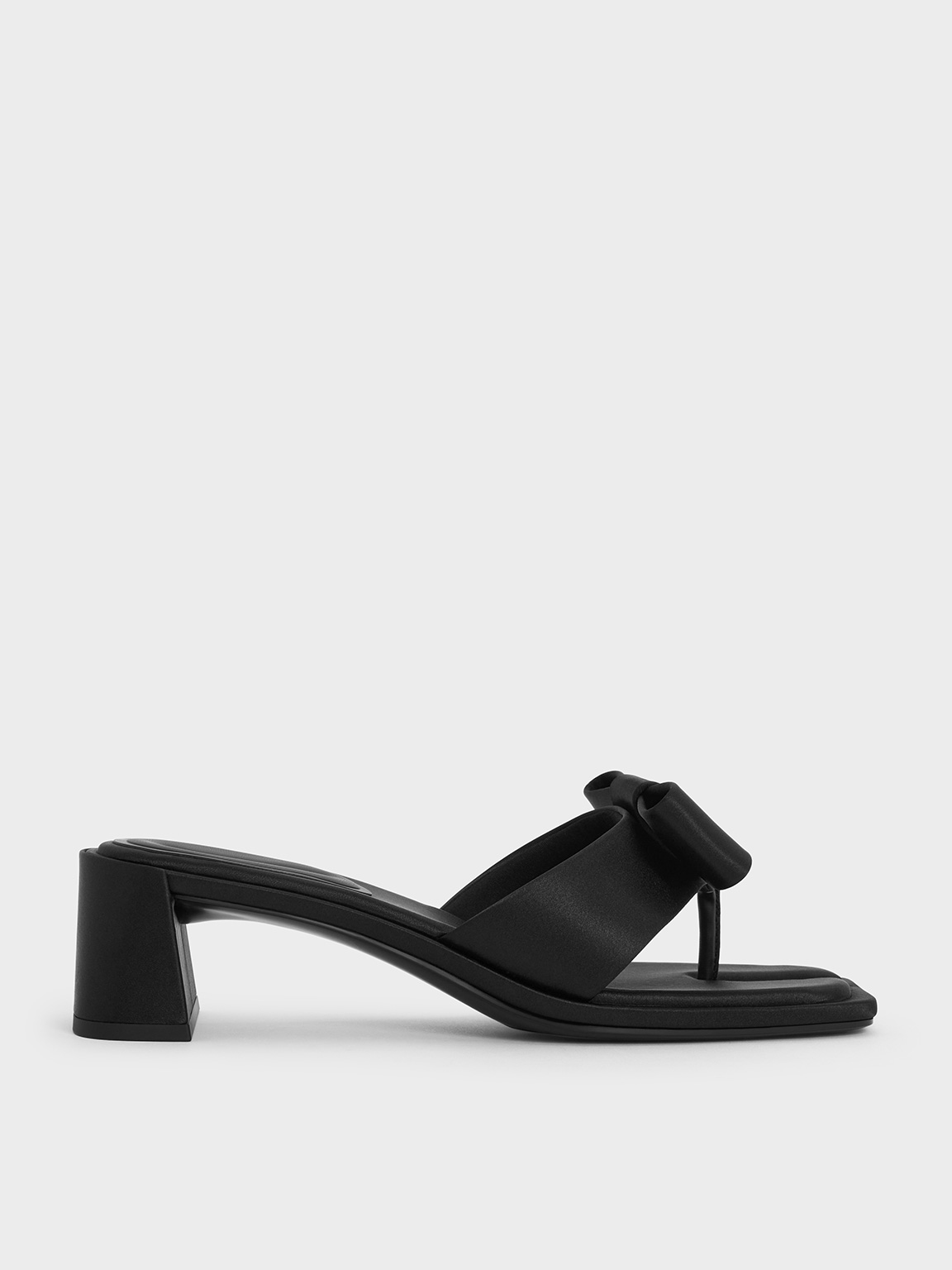 Charles & Keith - Satin Bow Heeled Thong Sandals