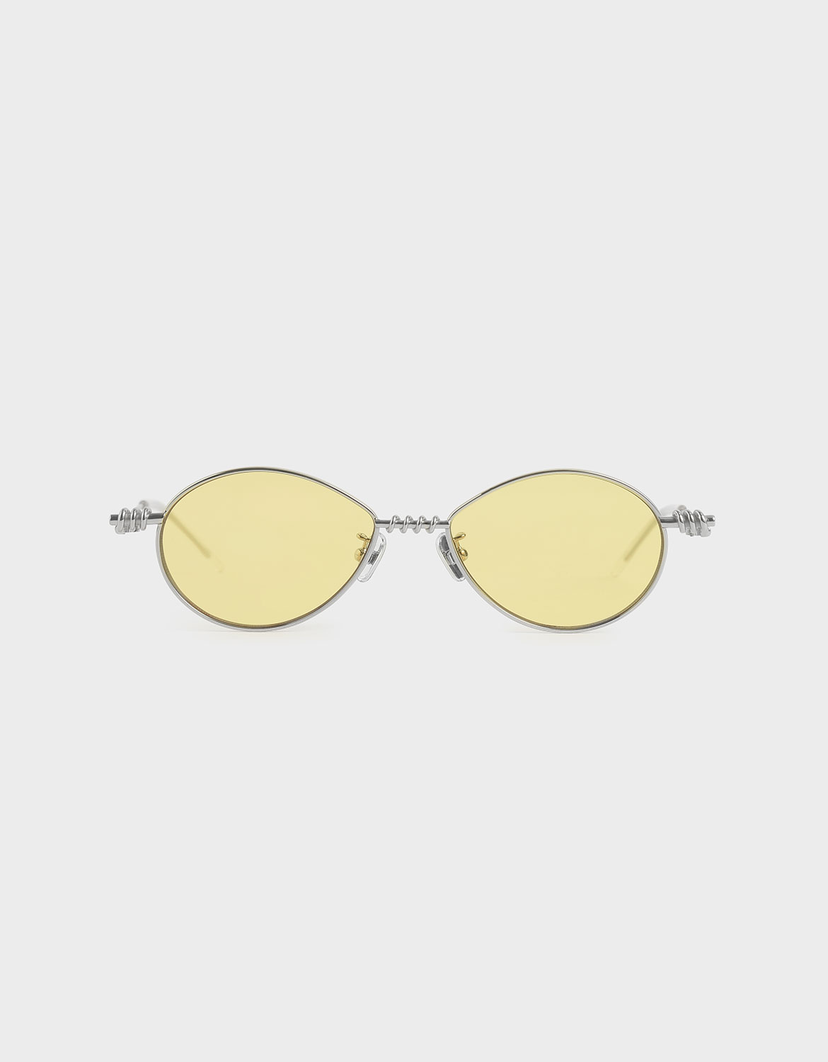 

Twine Detail Oval Sunglasses, Yellow