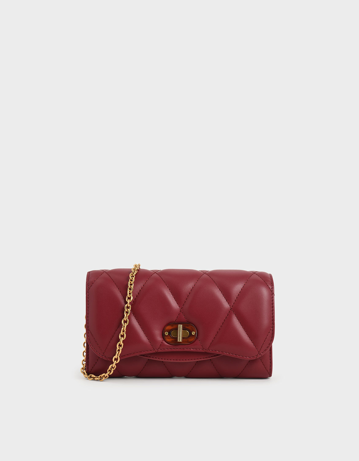 

Quilted Turn-Lock Wallet, Red