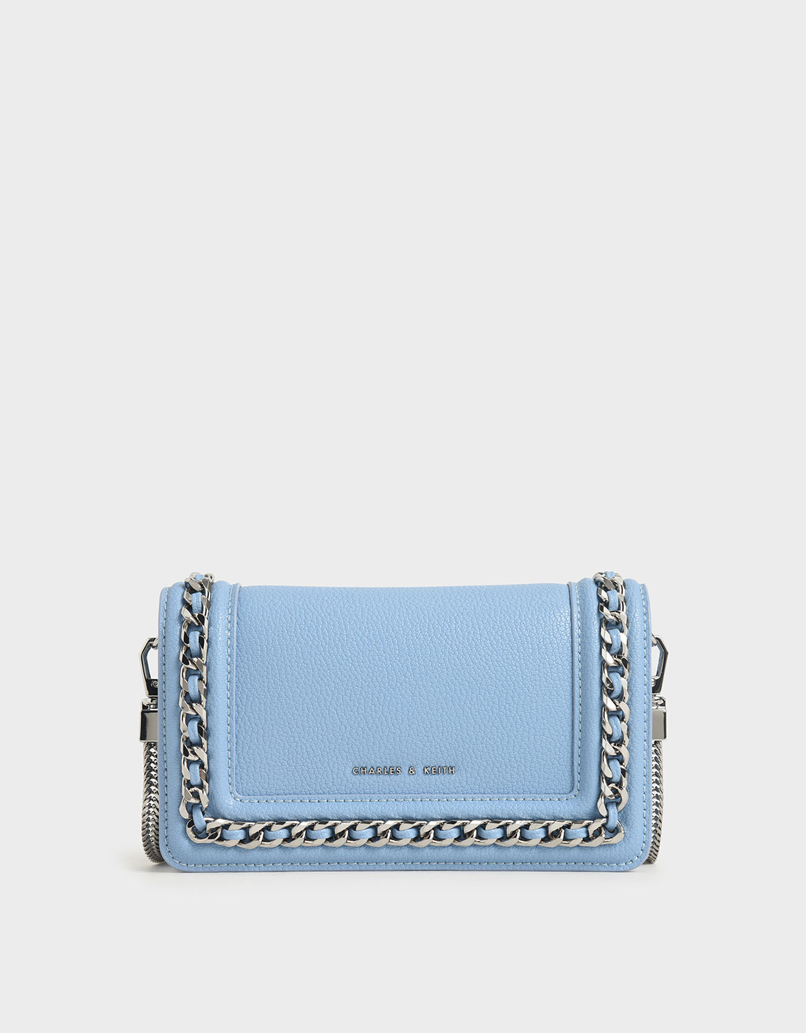 

Chain-Trimmed Clutch, Denim blue