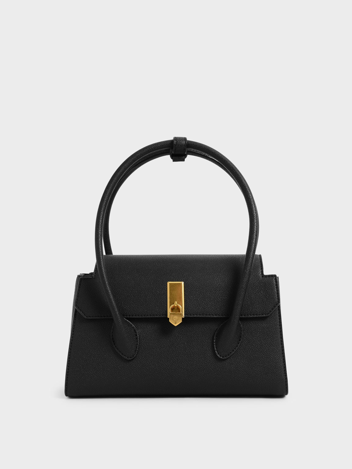 

Double Handle Push-Lock Bag, Black