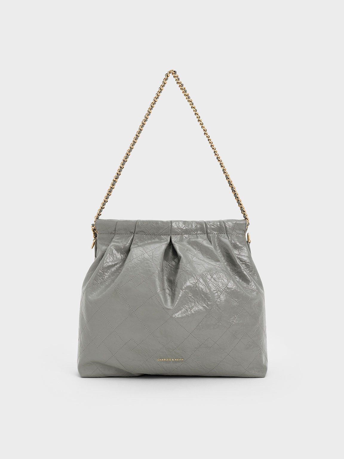 Charles & Keith - Duo Double Chain Hobo Bag In Grey