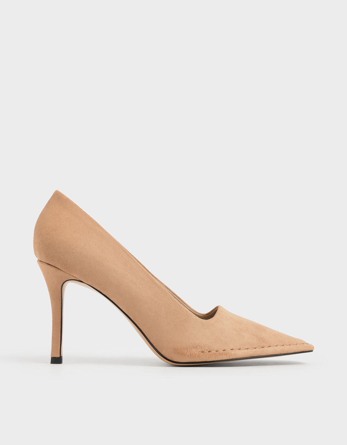 

Stitch Trim Textured Stiletto Pumps, Nude