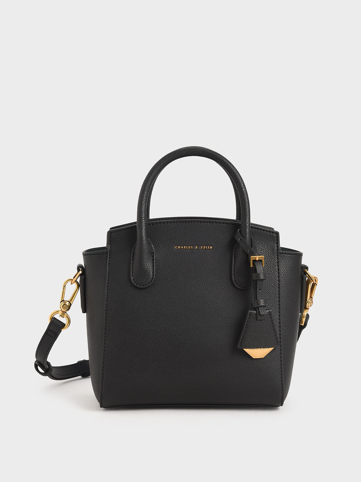 Black Double Handle Trapeze Tote | CHARLES & KEITH UK
