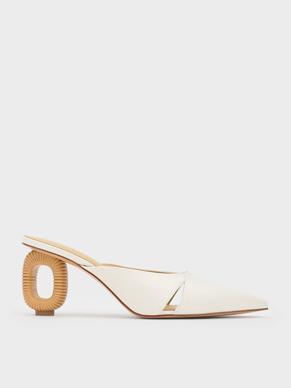 Shop Charles & Keith Cut-out Sculptural-heel Mules In White