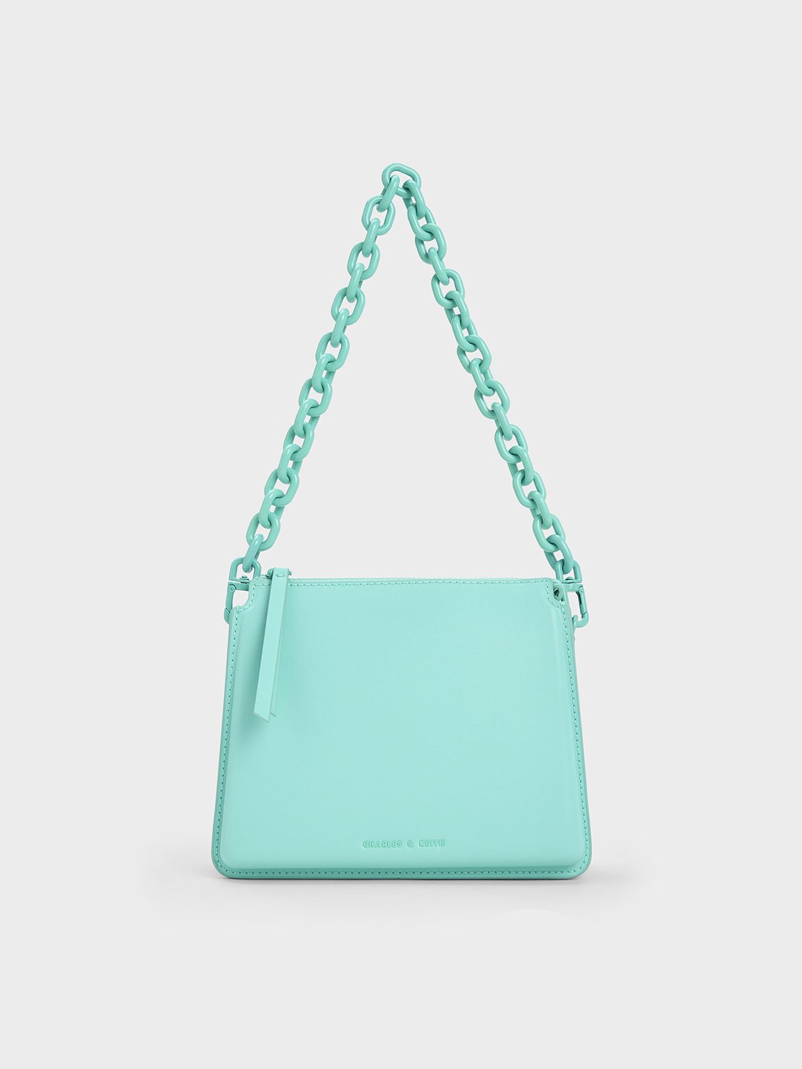 Charles & Keith Camelia Trapeze Crossbody Bag In Turquoise