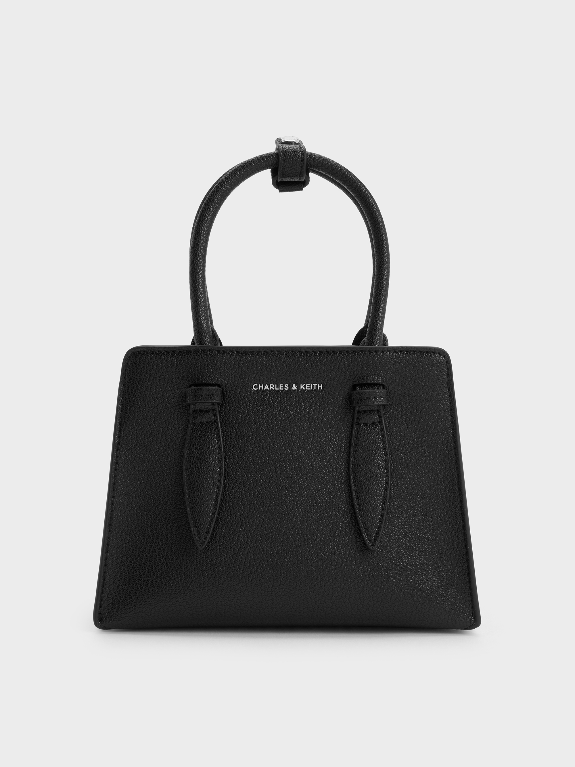 Noir Allyn Structured Trapeze Tote Bag - CHARLES & KEITH UK