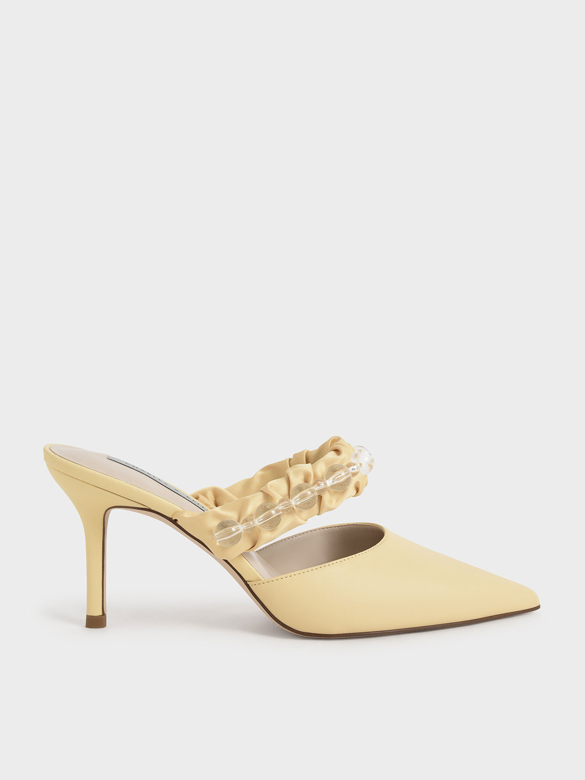 

Ruched Satin Strap Mules
