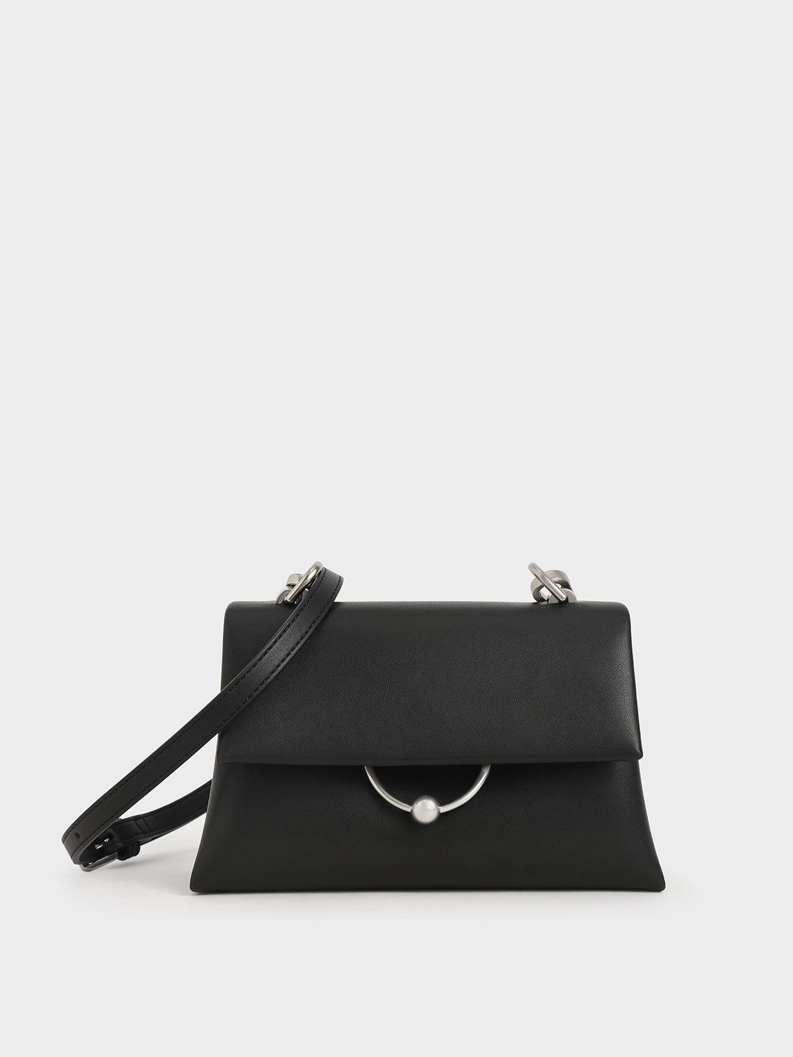 

Geometric Chain Handle Bag, Black
