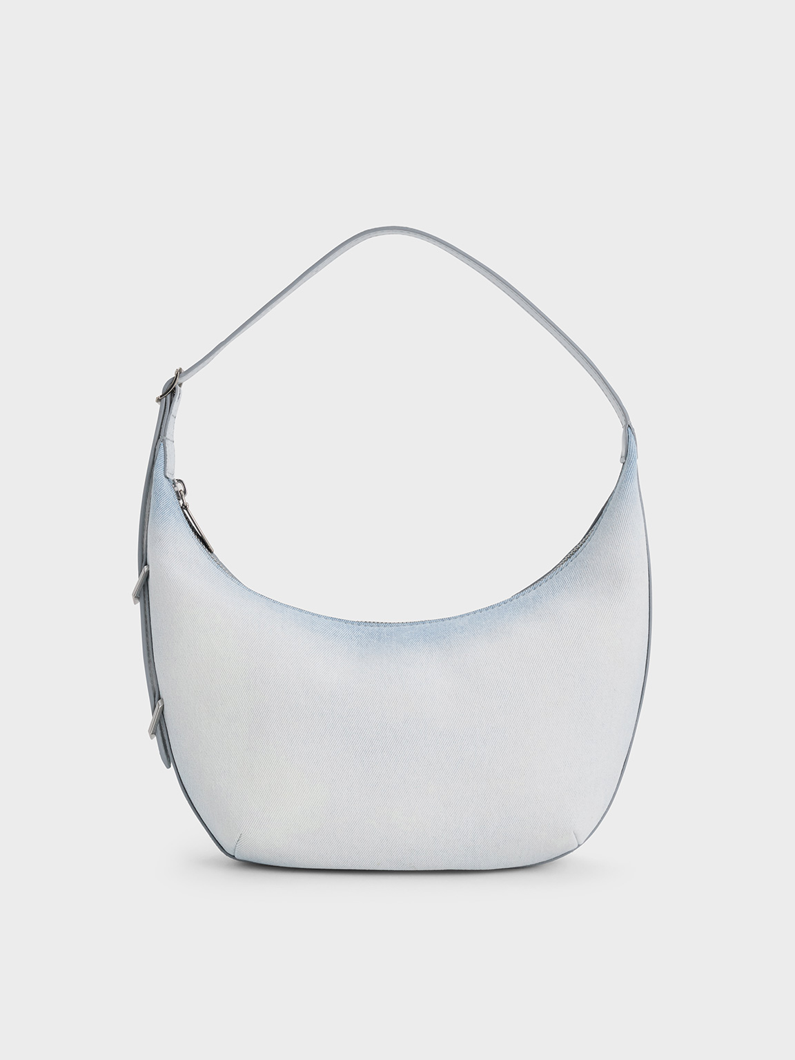 Charles & Keith - Bryna Denim Curved Hobo Bag In Light Washed Denim
