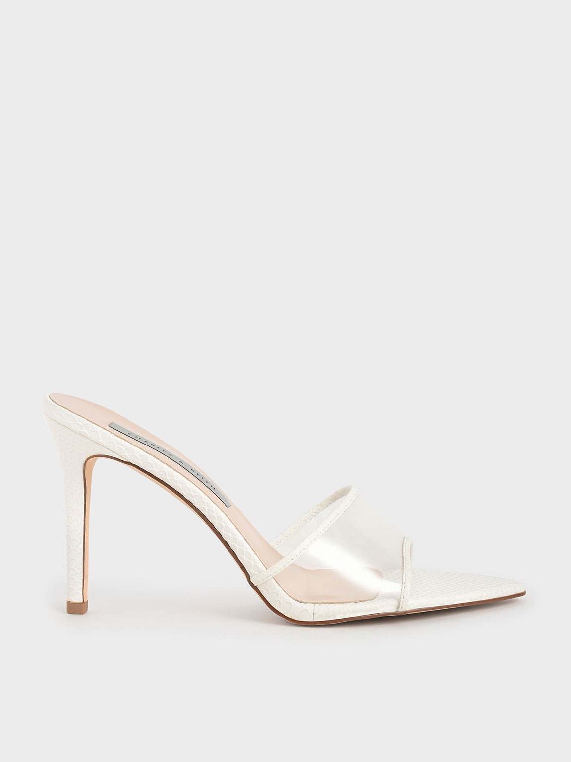 

Snake Print Clear Strap Mules, Animal print white