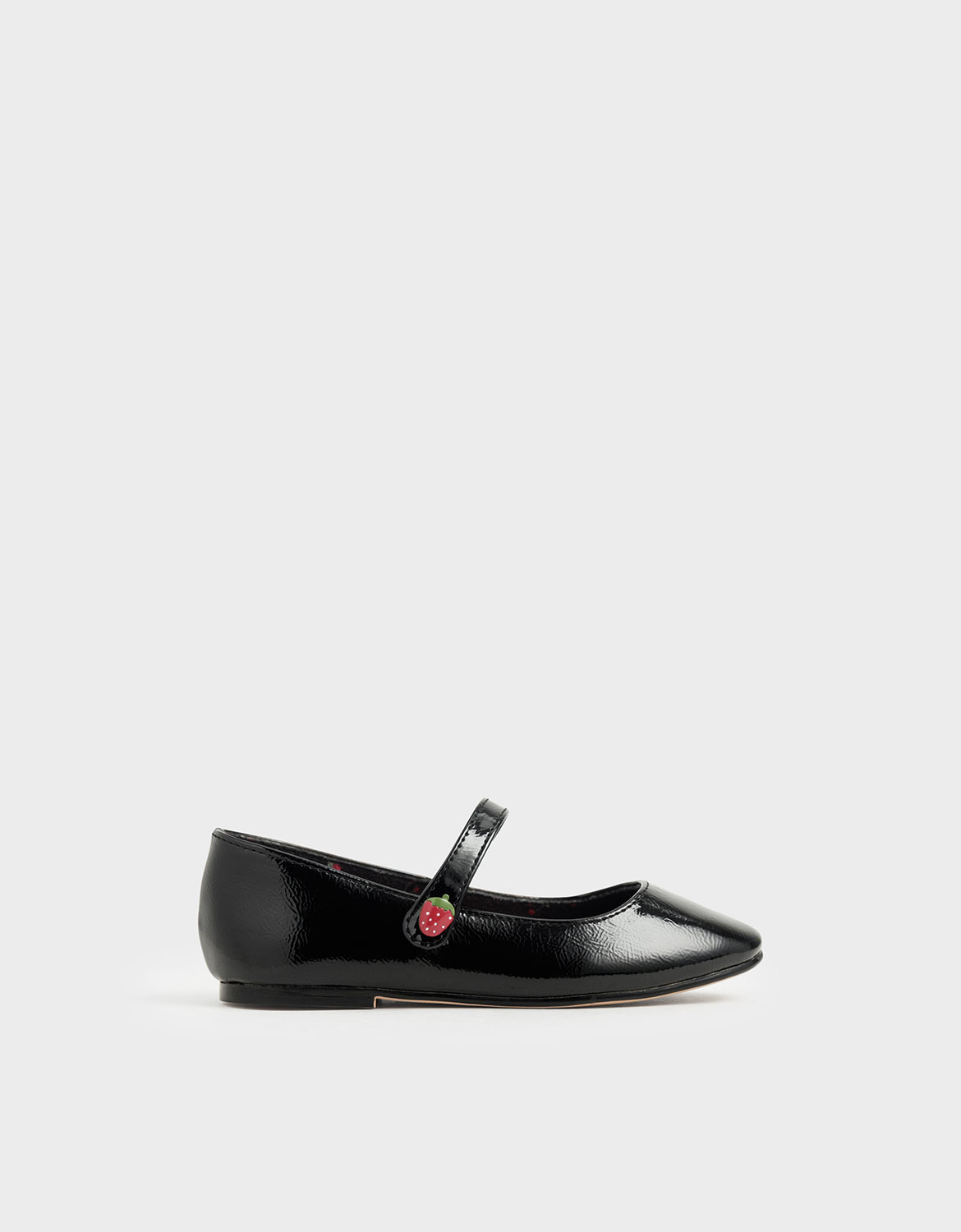 

Girls' Strawberry Wrinkled Patent Mary Jane Flats, Black